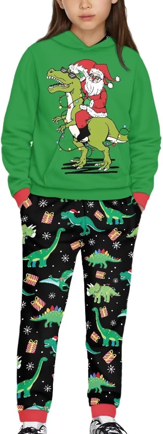 Christmas Kids 5-12T Long Sleeve Sweatshirts and Sweatpants with Pocket
