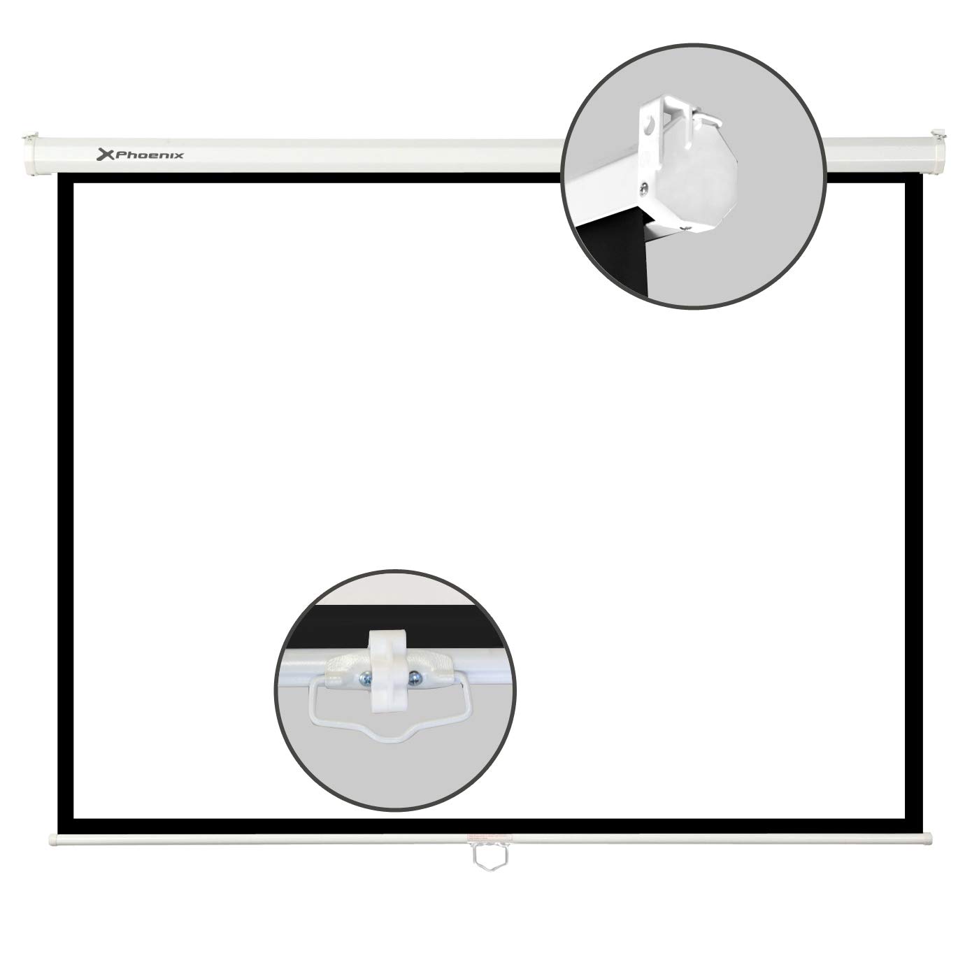 Phoenix Technologies PHPANTALLA-144 - Pantalla de proyección manual de 80" (203.2 cm), Formatos 1:1, 4:3, 16:9 de techo y pared, 1,44 x 1,44 metros, Blanco