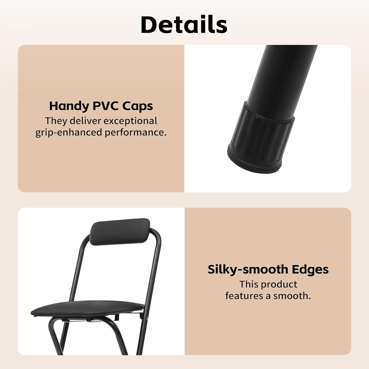 Folding Bar Stool, 275.58lbs Portable Freestanding Tall Folding Chair Padded Counter Height 27" Foldable Stool Seat Tall Bar Chairs w/Back for Study Rooms Balconies & Offices (1, Black)