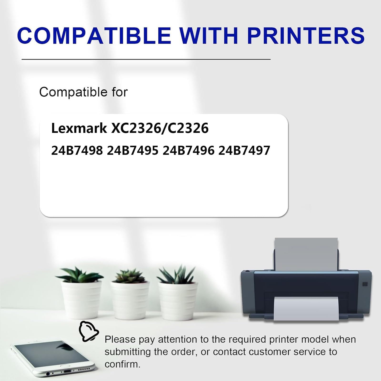 XC2326 BK/C/M/Y Cartuccia Toner per Lexmark XC2326 C2326 Stampante Cartucce Toner Compatibili 24B7498 24B7495 24B7496 24B7497 Sostituzione Senza Chip Alta Resa, 6000 Pagine,Black