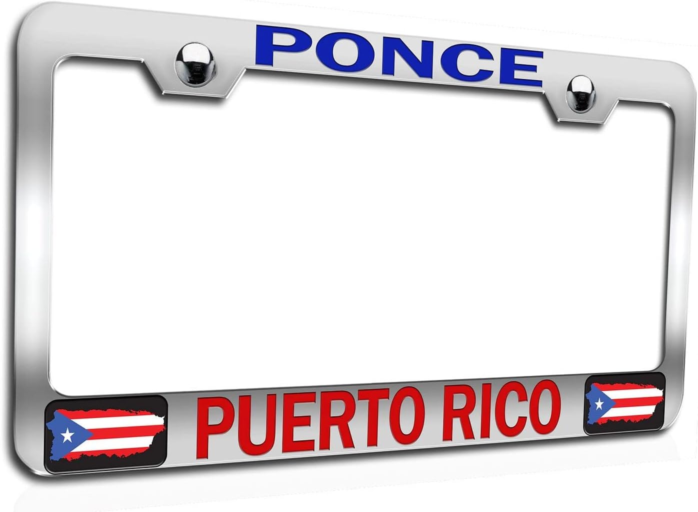 Makoroni - Ponce Puerto RICO Puerto Rico Rican Chrome Metal License Plate Frame Tag Holder, #o63