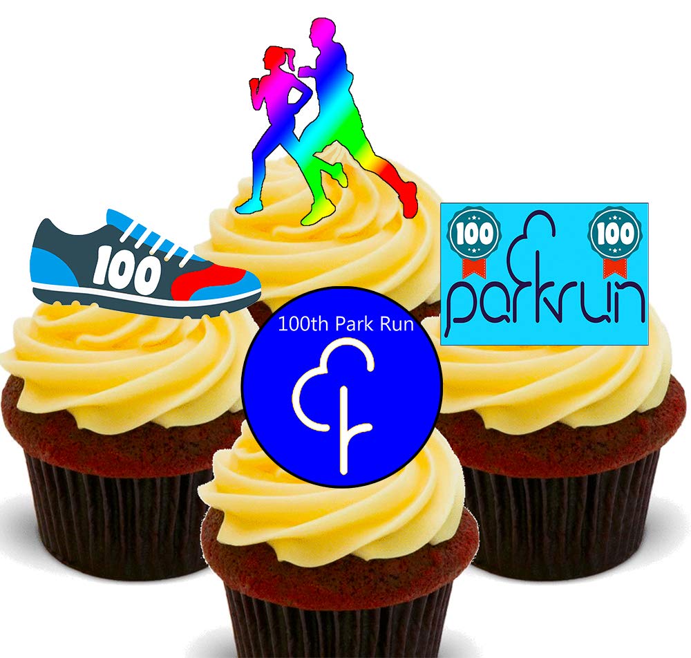 Made4you 100Th Park Run - Edible Cupcake Toppers - Stand-Up Wafer Cake Decorations (24)