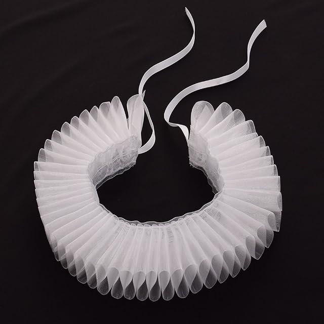 Foto 4 de 5 de GRACEART Blanco Isabelino Dickens Volante Fruncido Cuello Payaso Collar