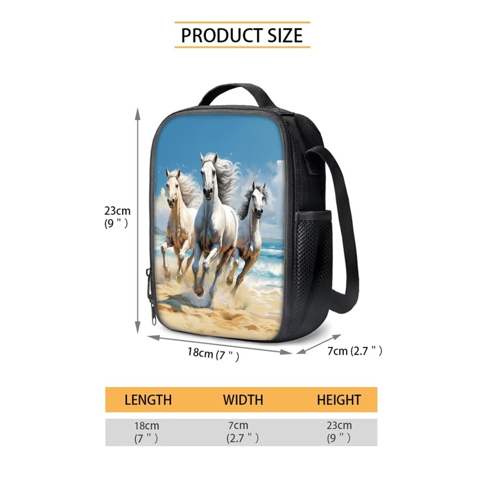 HELLHERO Horse Lunch Bag for Girls Boys School Lunchbag Crossbody Lunch Box Purse Leakproof Freezable Cooler Bag Meal Bento Bags for Adults Outdoor Office Work School Picnic Beach - Image 4