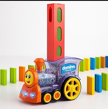 Domino Train Toy Set with Lights and Sounds, Automatic Domino Laying Train with 40Pieces, Fun Educational Stacking Game for Kids