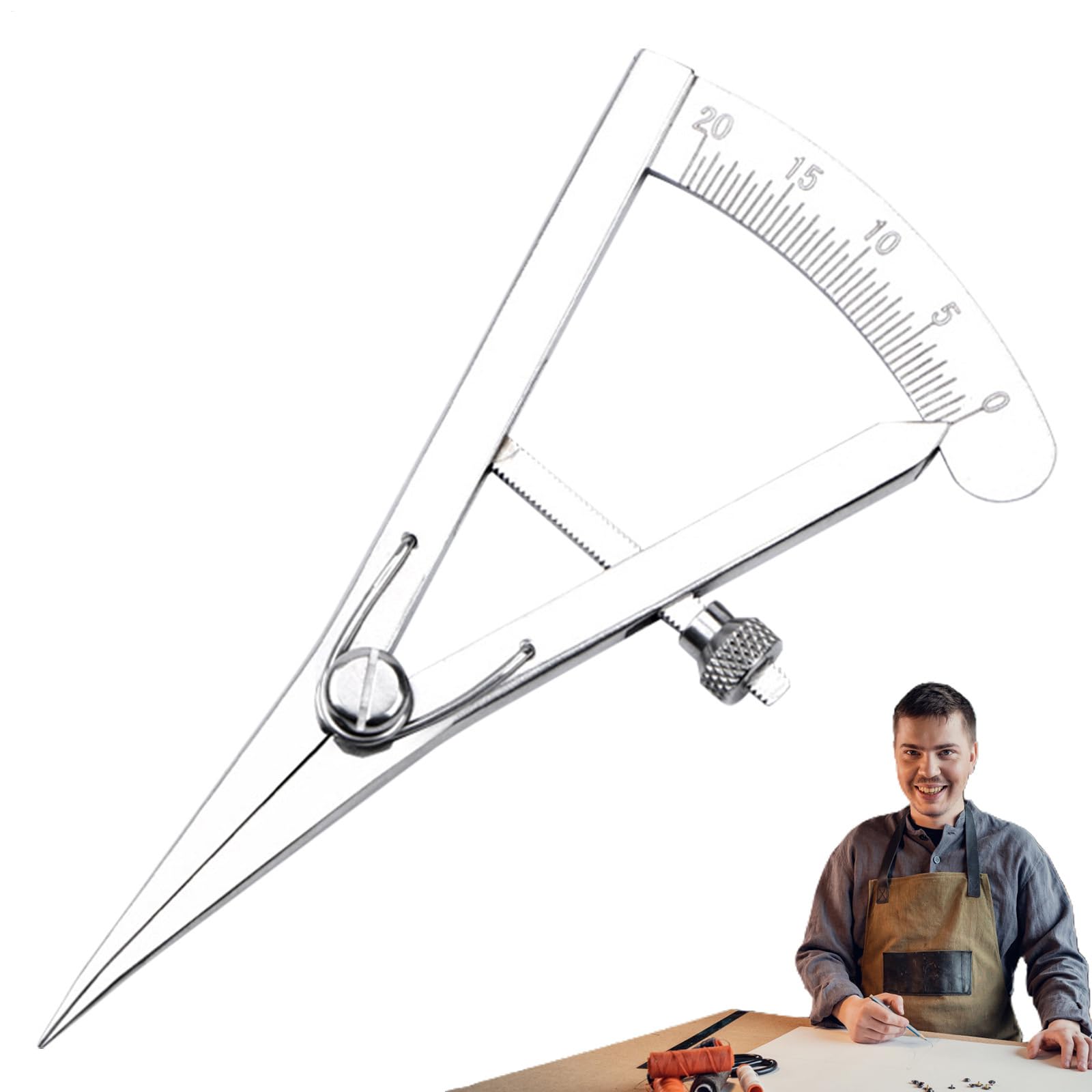Mini Edge Press, Precision Spring Wing Divider Spacing Compass, Stainless Steel Leather Craft Tool, Marking Gauge Adjustable High Polished Edge Creaser for Metalworking Geometry, 3.35 Inhes