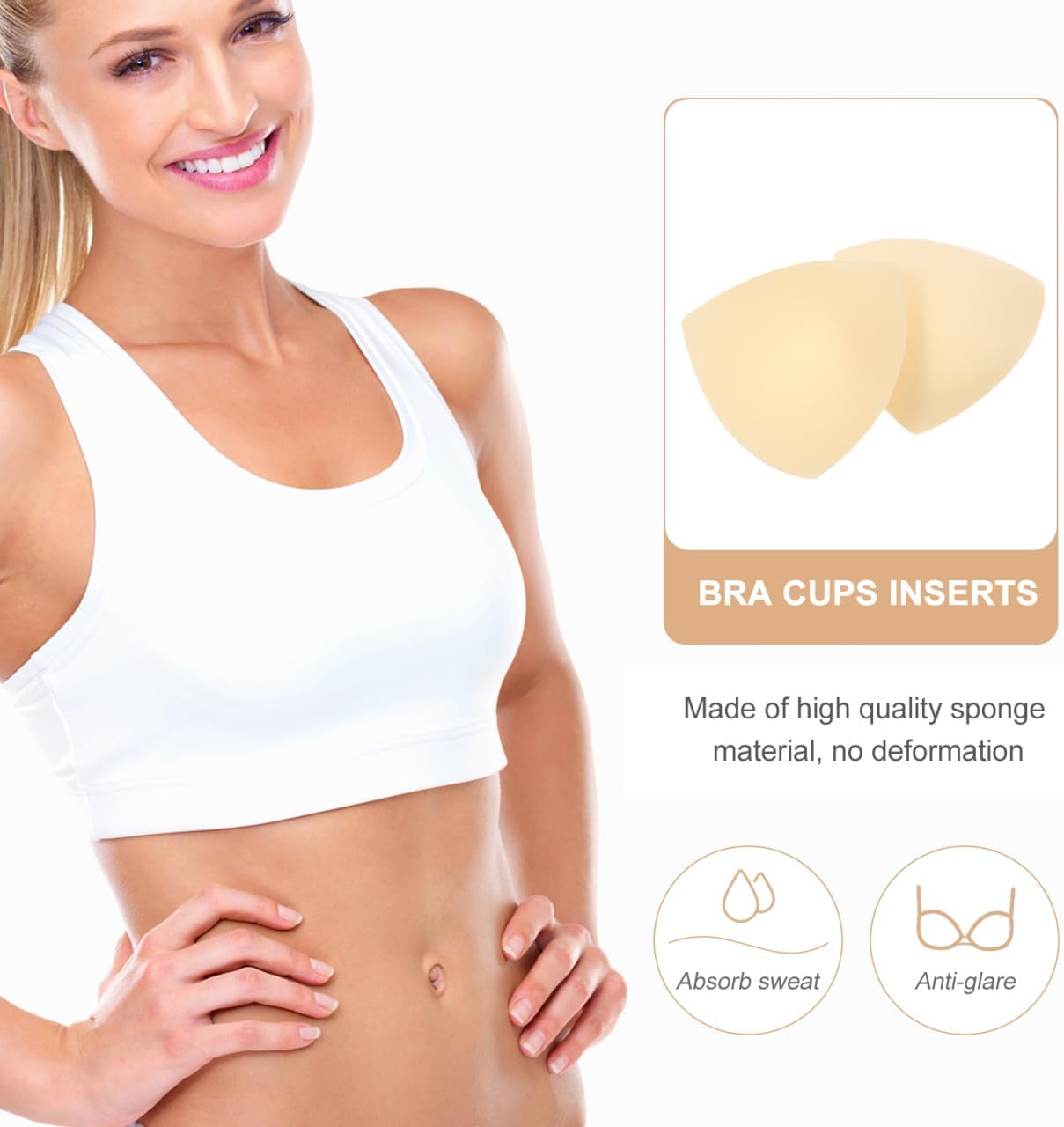 3 Pairs Sports Bra Pads Inserts Bra Cups Inserts Push Up For Sports Bra Cup Bra Liners Removable Bra Inserts Enhancers For Dresses Swimsuits