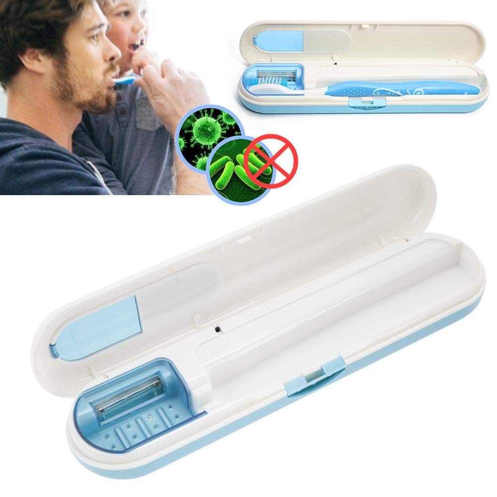 Detergente per spazzolini Porta spazzolini con Protezione dai Raggi UV, Sterilizzatore per Spazzolino da Denti, Porta Spazzolino Antibatterico UV, per sterilizzare Lo spazzolino da Denti(Blu)