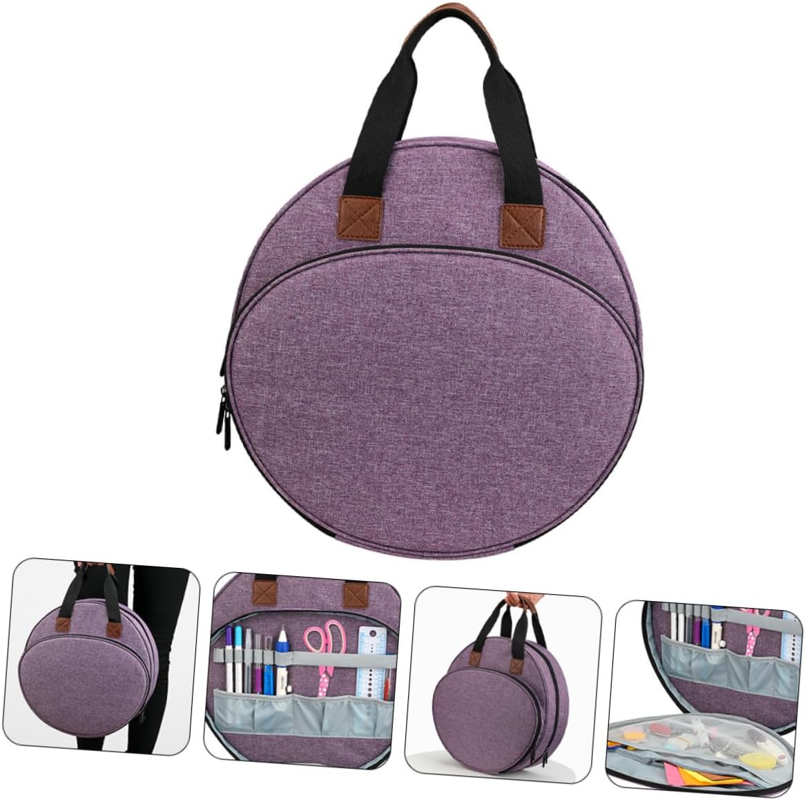 Angoily Large Capacity Embroidery Tool Holder Portable Craft Carrier for Kits Scissors and Thread Remover Beginners and Enthusiasts Durable Design Purple
