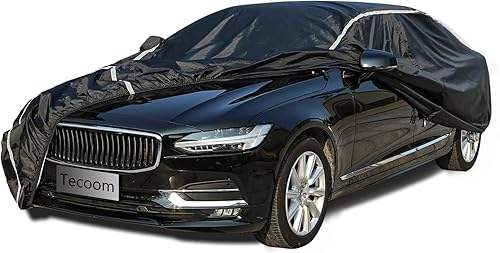 Miniatura 11 de Tecoom Funda para Automóvil Impermeable Todo Clima, Cubierta Completa Exterior Sin Cremallera y Bolsillos para Espejo, Resistente al Viento, Sol