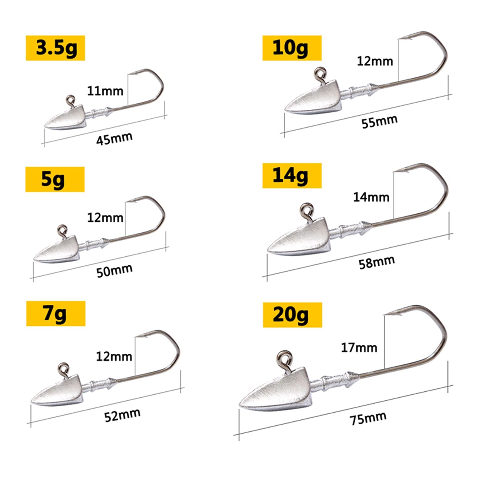 Amo da pesca 20 pezzi in acciaio ad alta carbonio in acciaio marino barca pesca triangolo testa ganci da pesca jig gancio gancio gancio barretta specifiche 3.5G / 5G / 7G / 10G / 14G / 20G / 20G Ami d