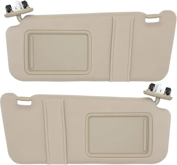 CRAZYPARTS Driver & Passenger Side Sun Visor Compatible with Toyota Camry 2007 2008 2009 2010 2011 Sun Shade with Light Replacement # 74320-33F00-E0 74310-33F30-E0 (Beige)
