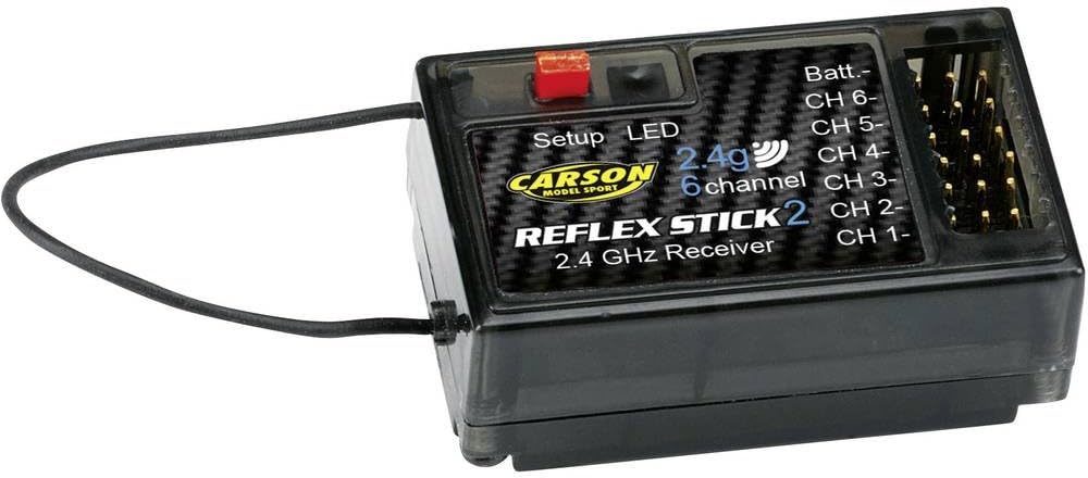 Carson 500501537 Modellsport Reflex Stick 2 6-Channel Receiver 2.4GHz Plug-In System Graupner/JR Black