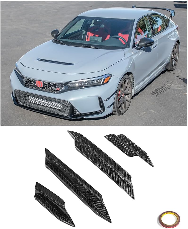Replacement For 2023-Present Honda Civic FL5 Type-R | Performance Package CARBON FIBER Front Bumper Side Canards Dive Plane Extension Pair
