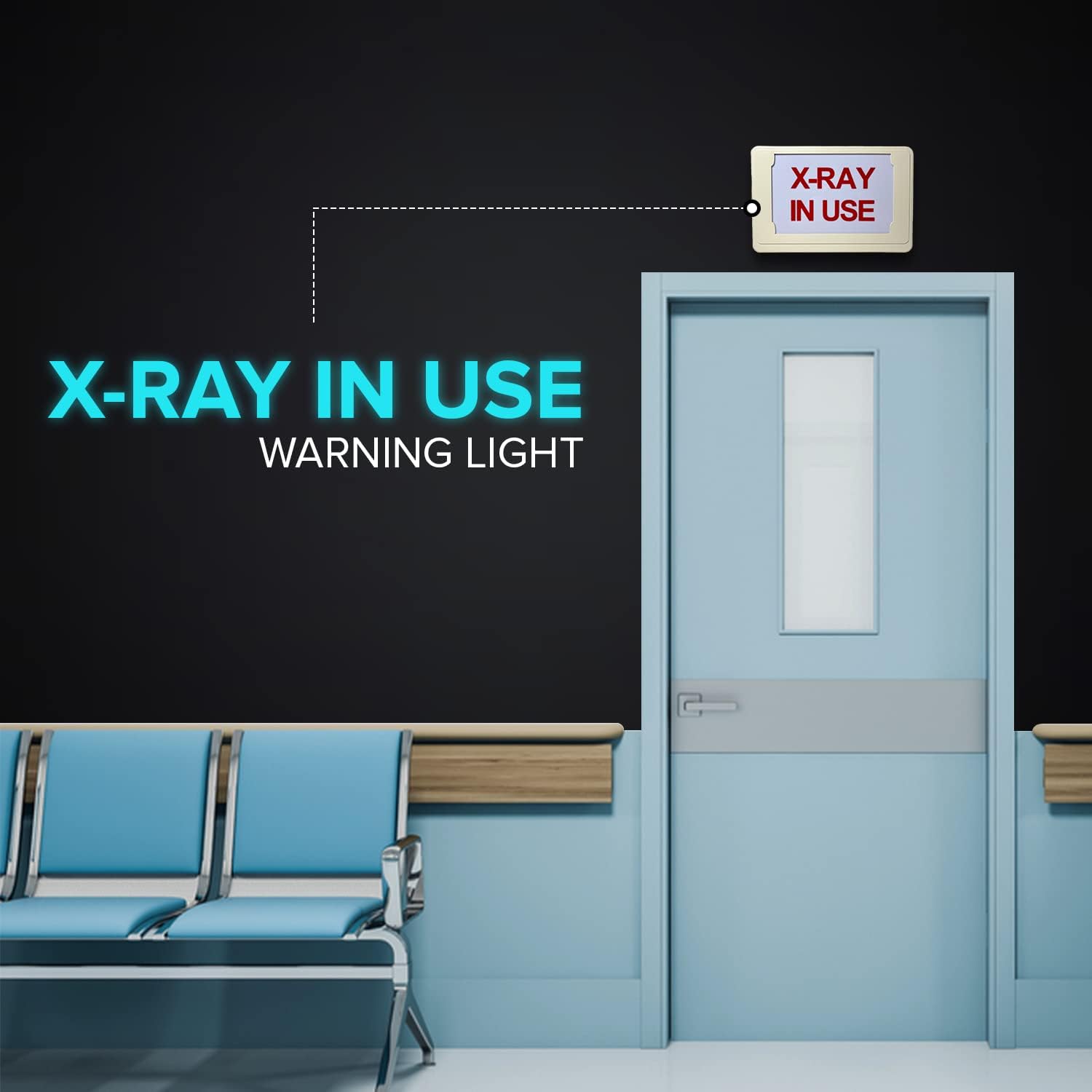 X-RAY in USE Warning Light Fixture for Medical Imaging Room - LED Lamps - 100/277 VAC - XRAY Warning LAMP