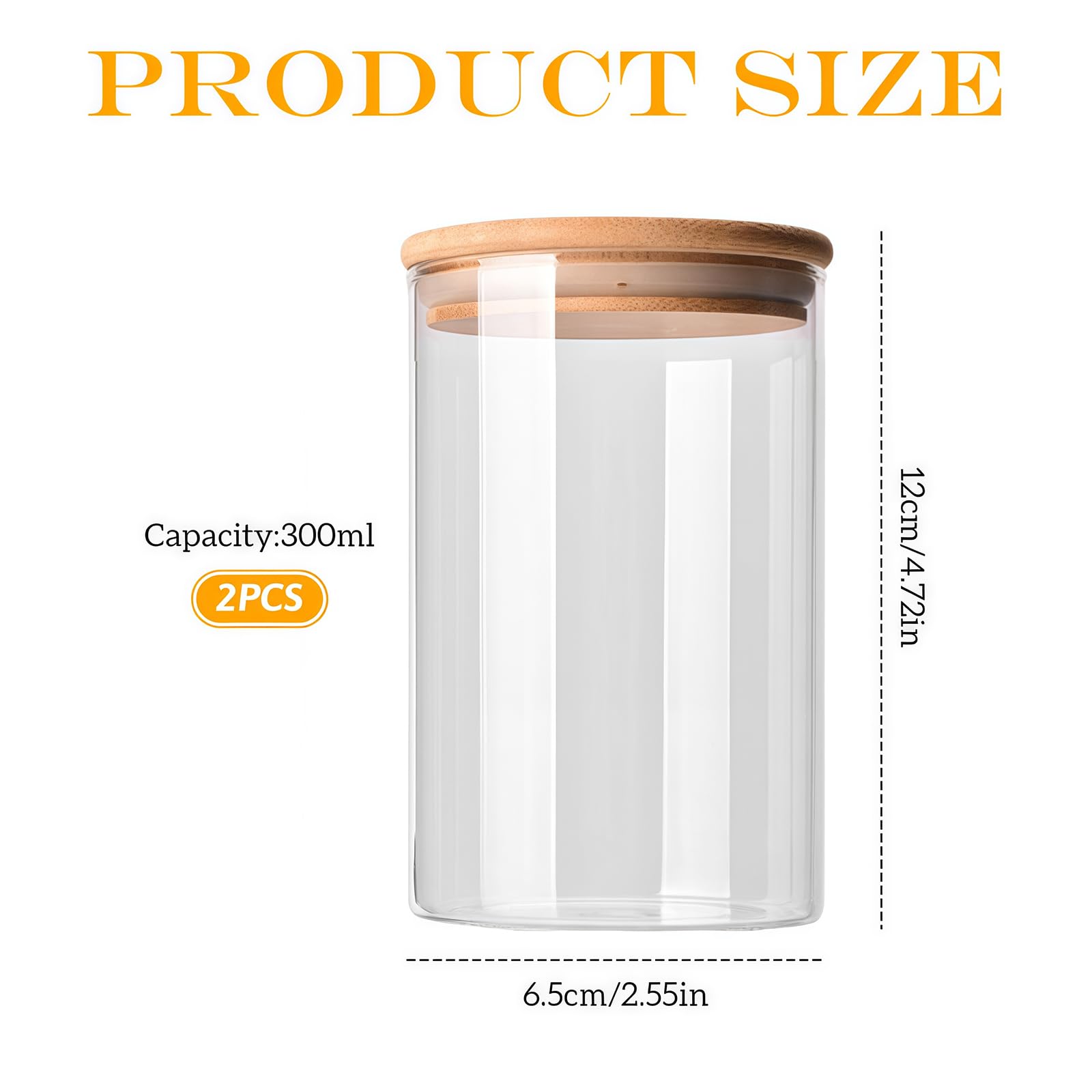 Amazon｜2個 (350ml/11.8オンス) 透明円筒空高ホウケイ酸ガラスボトル