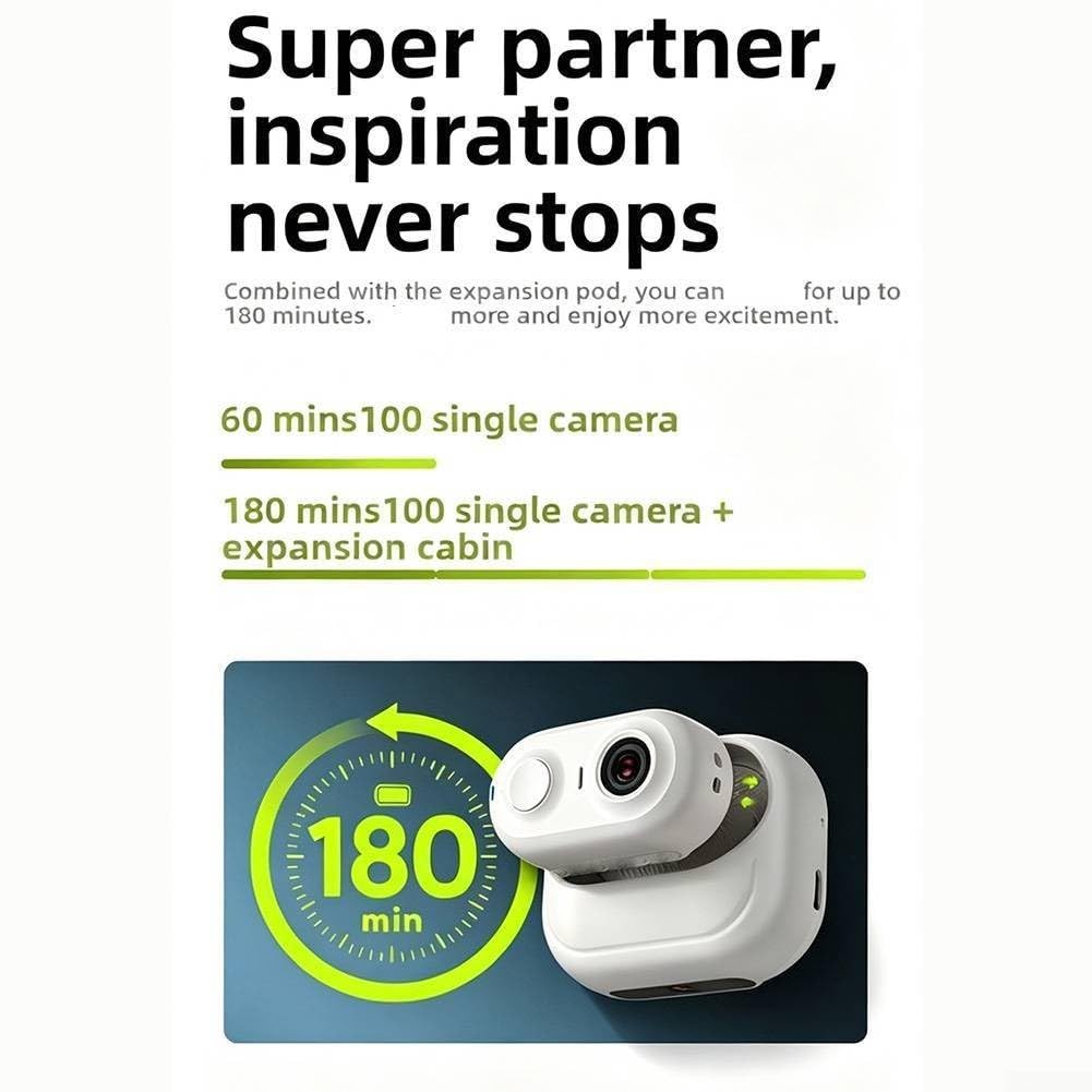 4K Thumb Action Camera POV per mini Body Cam 4K Thumb Action (bianco) | Risoluzione video 4K, dimensioni compatte 7x6x4cm, design leggero, perfetto per vlogging, viaggi in bicicletta