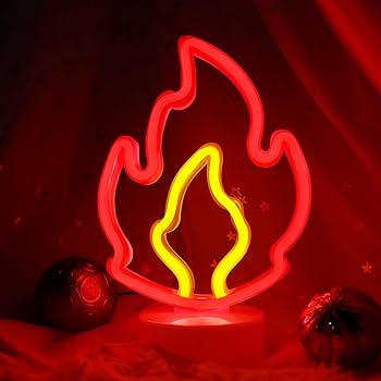 WIOSOUL Flame Neon LED Sign, Fire Neon Light with Base Room Decor