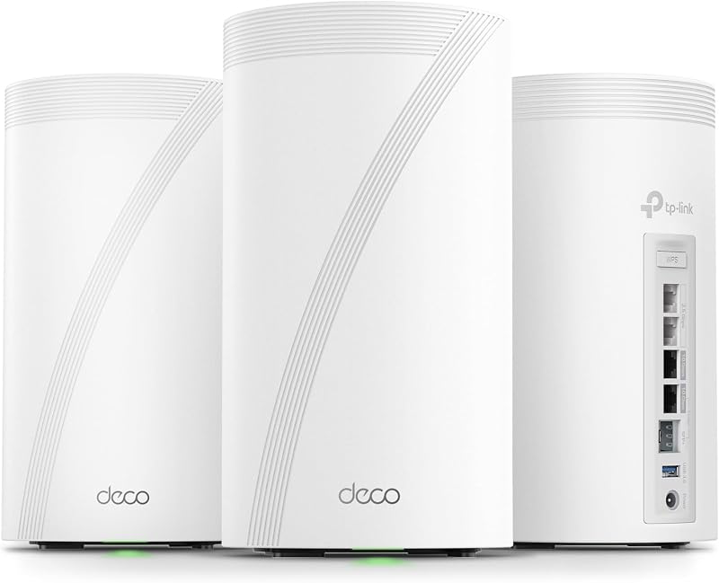 TP-Link Deco 7 Elite BE95 Quad-Band WiFi 7 BE33000 Sistema de malla para todo el hogar: 16 transmisiones, 2 puertos 10G + 2 puertos 2.5G Backhaul cableado, 12 antenas de alta ganancia, VPN, AI-Roaming, 4x4 MU-MIMO, HomeShield (paquete de 3)