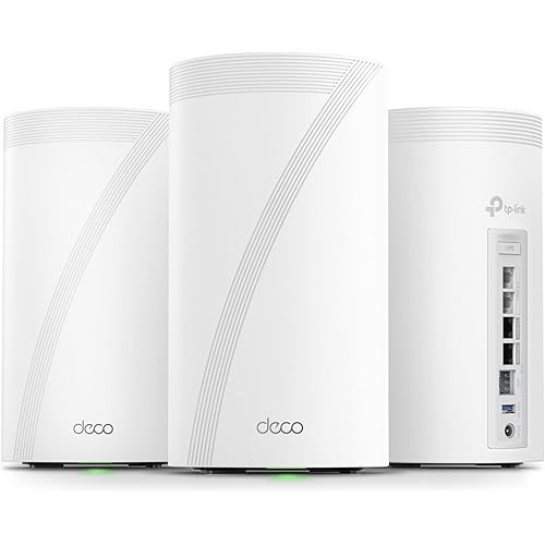 TP-Link Deco 7 Elite BE85 Tri-Band WiFi 7 BE22000 Whole Home Mesh System - 12-Stream 22 Gbps, 2X 10G + 2X 2.5G Ports, Wired Backhaul, 8X High-Gain Antennas, VPN, HomeShield, Free Expert Help (3-Pack)