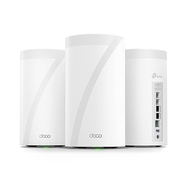 TP-Link Deco BE95 Quad-Band WiFi 7 BE33000 Whole Home Mesh System - 16-Stream, 2 x 10G + 2 x 2.5G Ports Wired Backhaul, 12 x High-Gain Antennas, VPN, AI-Roaming, 4x4 MU-MIMO, HomeShield (3-Pack)