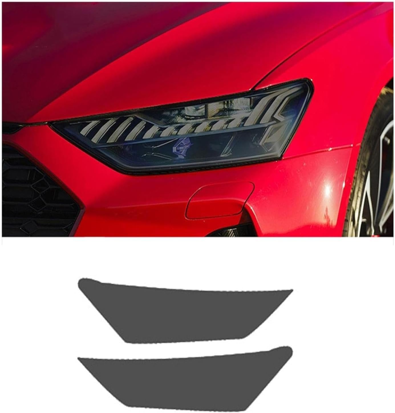 SamLng Car Front Light Film for Audi RS7 2020 2021 Car Headlight Film Front Light Transparent Blackened Moulding Vinyl Protection Sticker Car Light Film