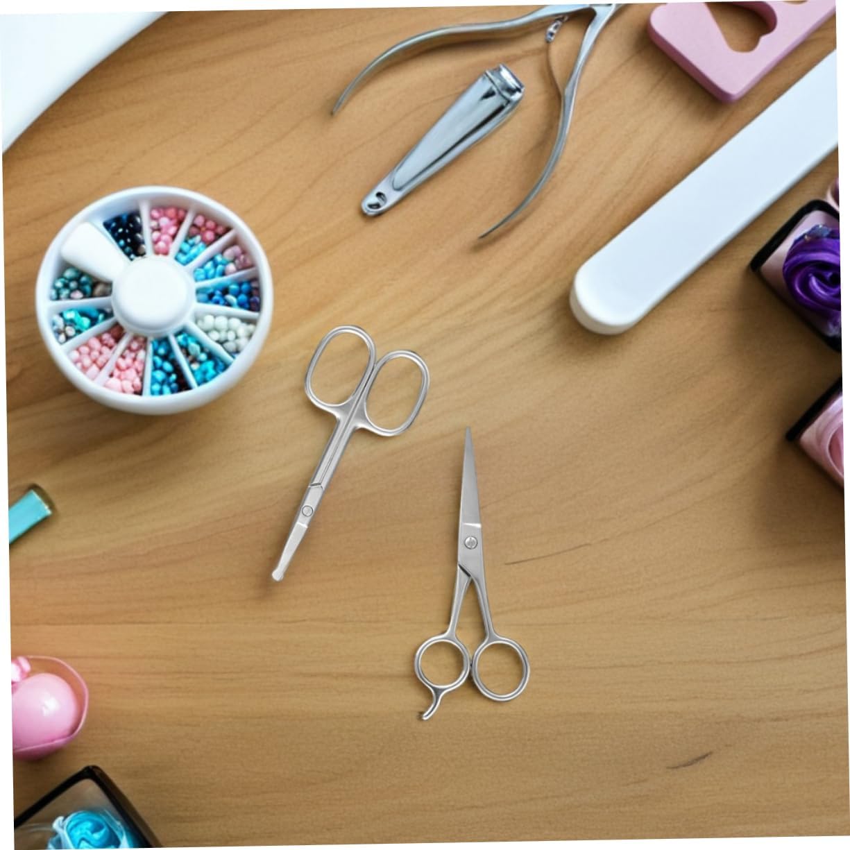 GALPADA 2pcs Small Grooming Scissors For Facial Hair Eyebrows Beard - Stainless Steel Tools For Home Travel Use Easy To Clean
