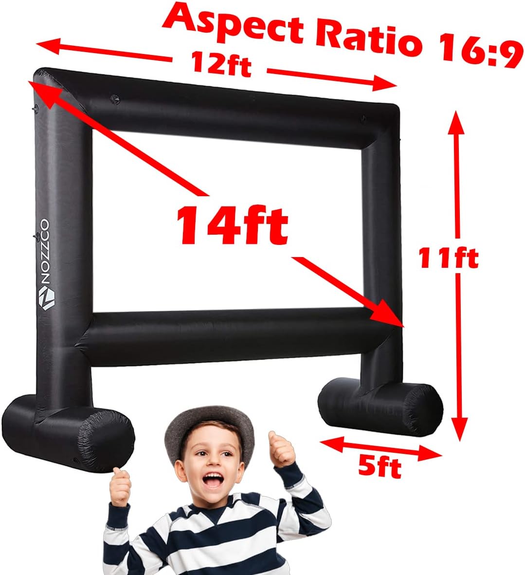 Lіmіtеd Stосk Jumbo 14 FT Outdoor Inflatable Projector Screen Family TV – Portable– Lightweight Garden Screen – Premium Outdoor Tent for Parties – Dual Projection – Build-in Air Blower-NOZZCO…