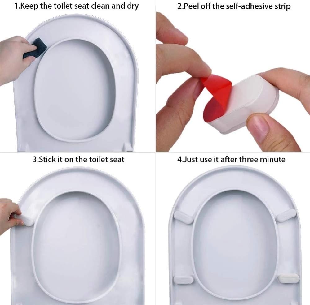 Toilet Seat Bumper for Bidet Attachment with Strong Adhesive White 4PACK