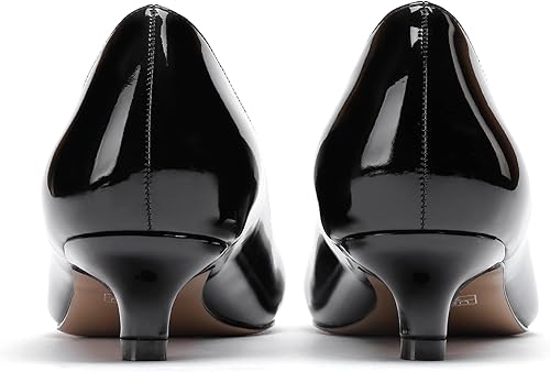 Miniatura 4 de WAYDERNS Zapatos de vestir de trabajo de patente para mujer, con puntera redonda, sin cordones, tacón bajo, 1.5 pulgadas