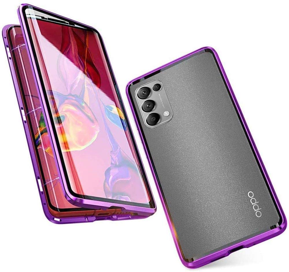 Custodia per OPPO Find X3 Pro 5G Cover 360 Gradi Full Body Protettiva Antiurto Cover Flip Case Trasparente Vetro Temperato Custodia Metal Bumper con Adsorbimento Magnetica Copertura Case,Argento