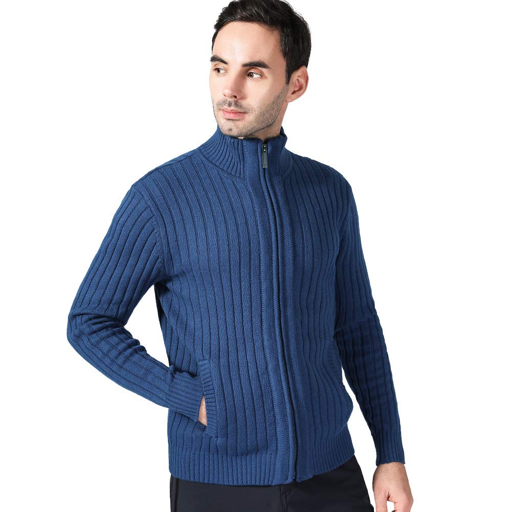 Cardigan Manga Larga Cremallera 2 Bolsillos Suéter Invierno Hombres