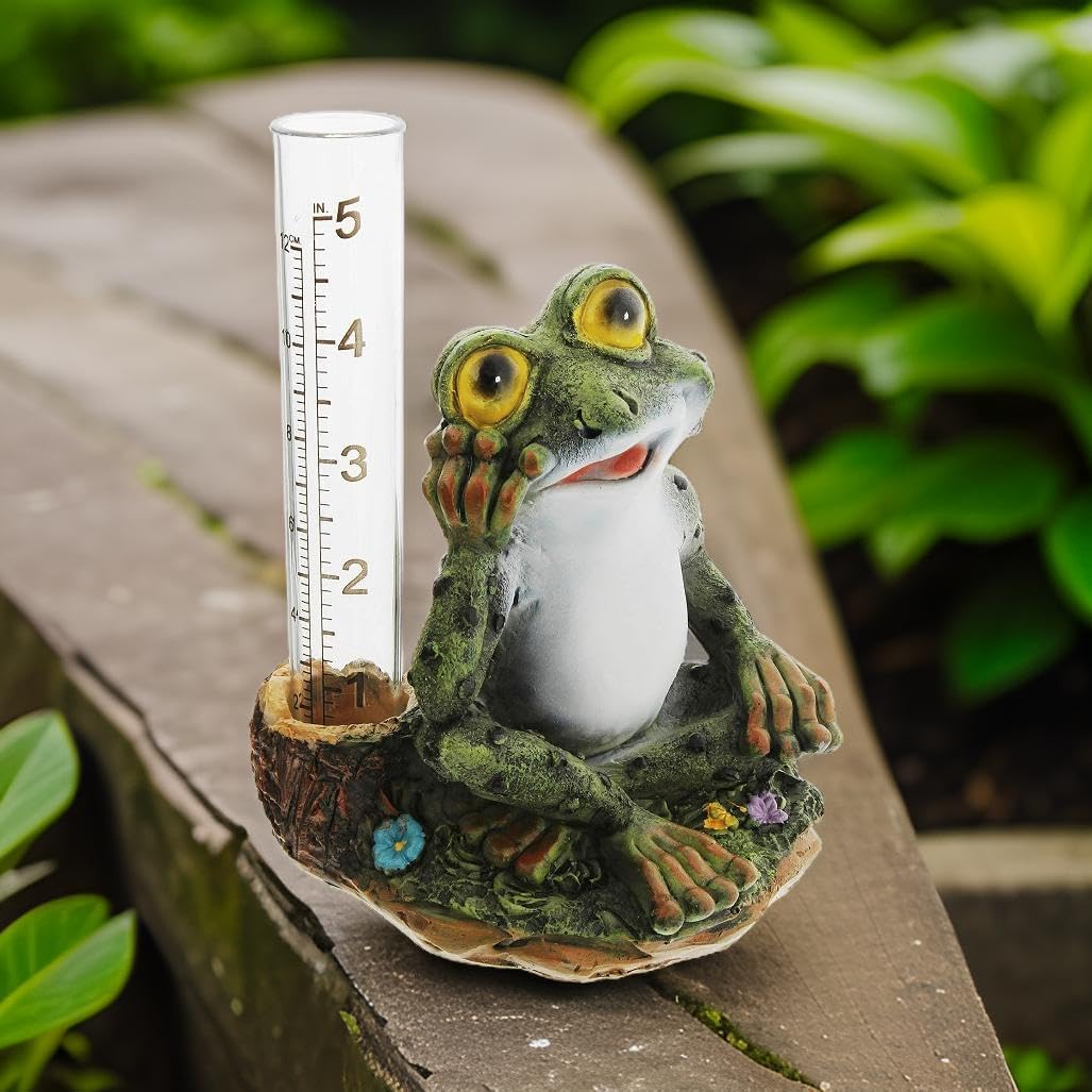 Distinctive Designs Cute Resin Frog Animal Rain Gauge (Frog)