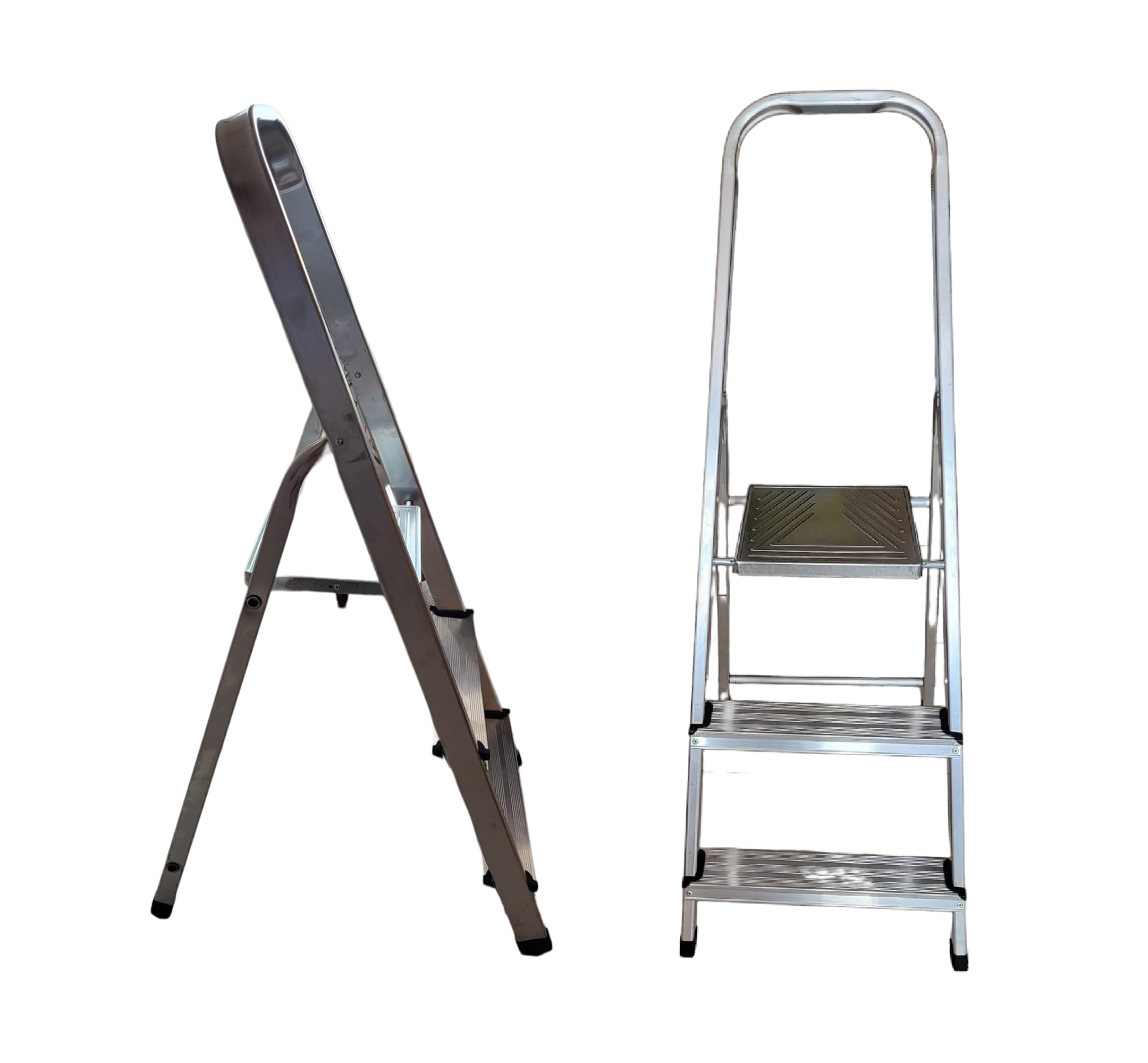 Escalera Ligera Doméstica con Forma de Tijera, Fabricada en Aluminio, Plataforma Superior Ancha, Cumple con Normativa EN-131, Tamaño 5 Pasos (4 Peldaños + Plataforma)