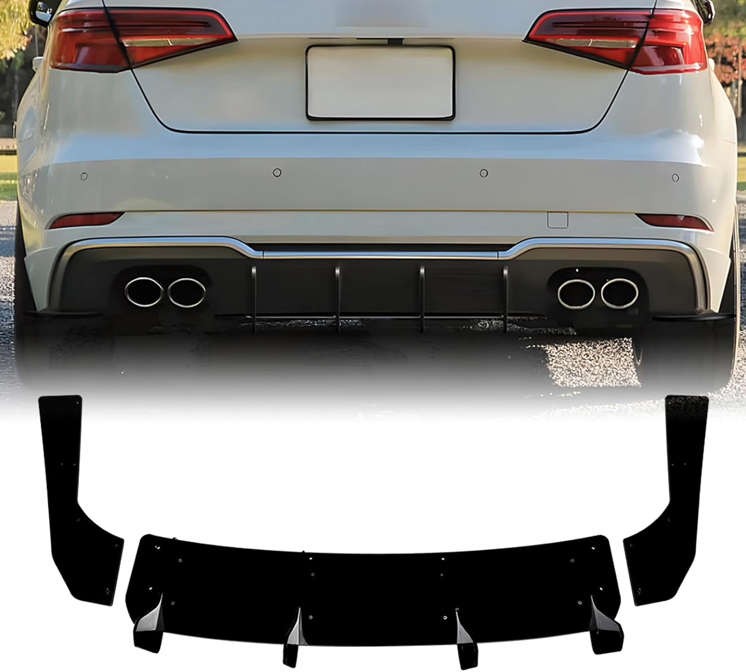 Rear Bumper Diffuser Lip Body Kit For Audi S3 8V Hatchback 2017-2020