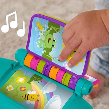 Fisher-Price Educational turquoise sofa-shaped toy, JGK94, with lights, songs and activities for children aged 1 year and over of walking age, with support for multiple languages