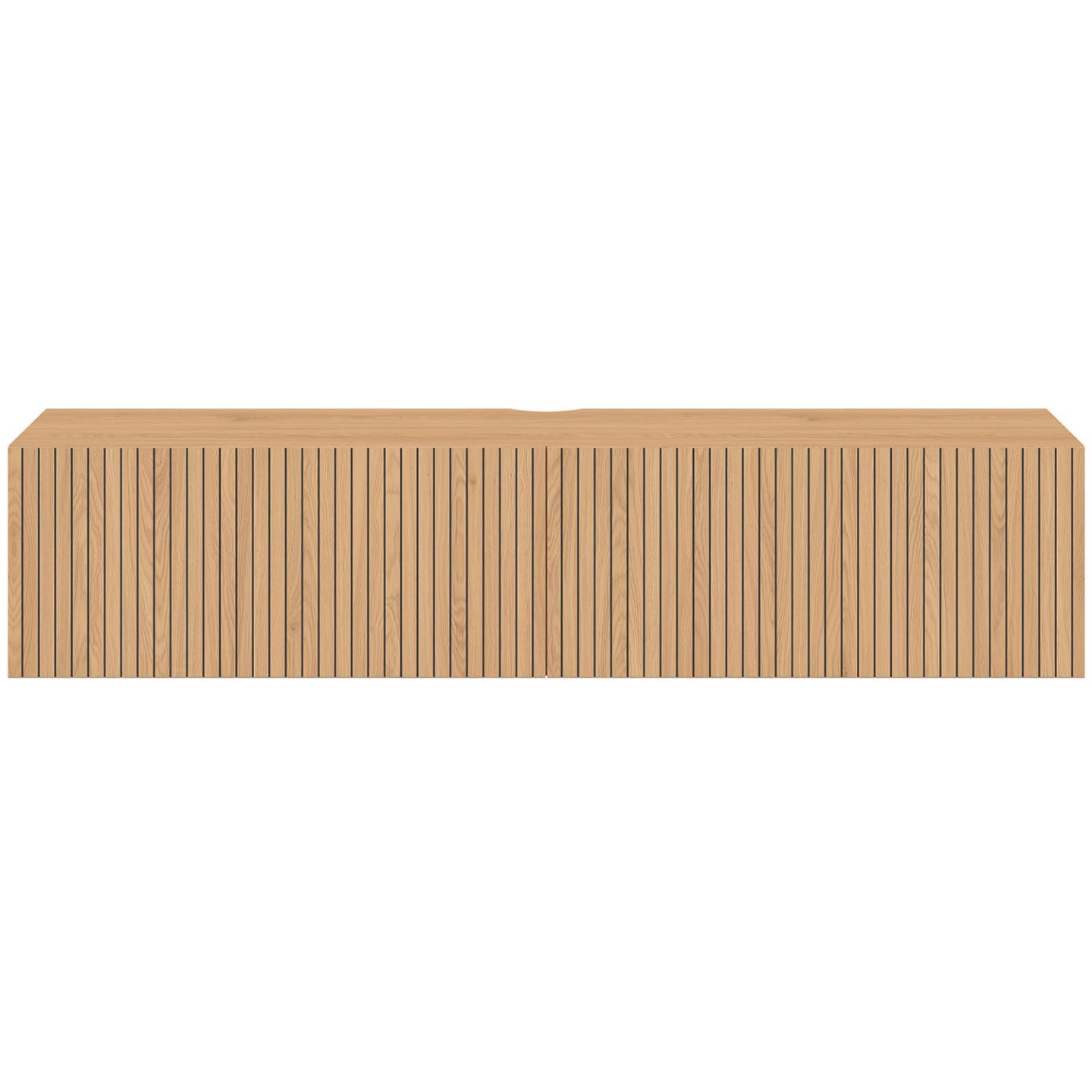 IDMarket - Meuble TV 140 cm Suspendu Juliette 2 Portes Lattes tasseau Bois Coloris chêne
