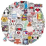 100pcs Music Stickers,Loves Music Stickers,Music Inspirational Words Stickers Pack for Water Bottles