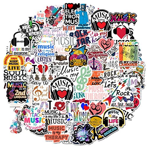 100Pcs Music Stickers,Loves Music Stickers,Music Inspirational Words Stickers Pack For Water Bottles,Laptop,Guitar,Scrapbook,Luggage #TOP26