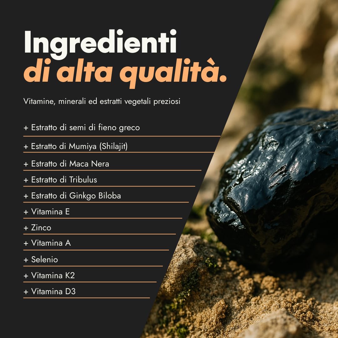 serotalin ACTIVE MEN Maca T-Capsule per uomini attivi | Fieno greco con Shilajit, L-Citrullina, Maca nera & Tribulus | Vegano & Made in Germany | 60 capsule