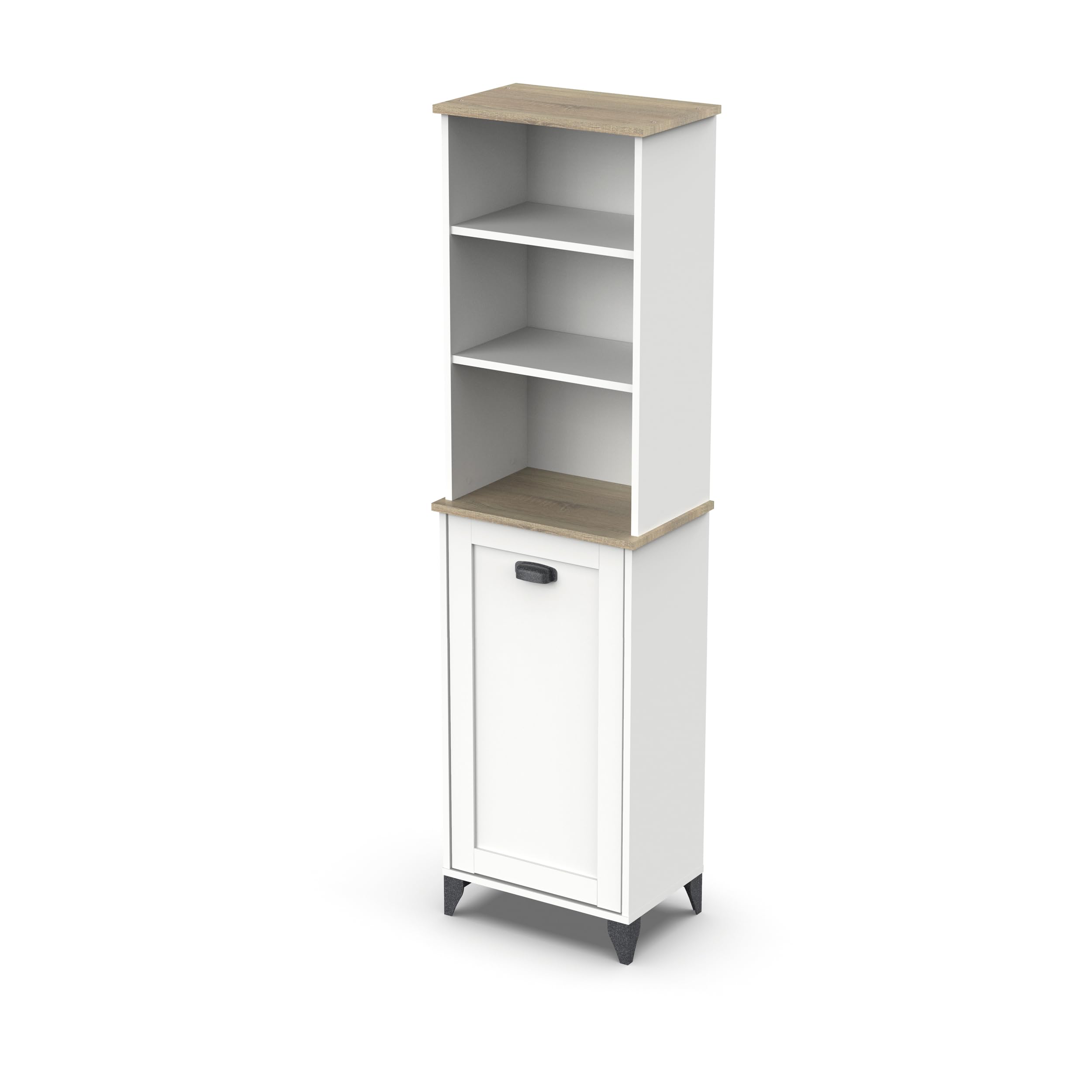 MUEBLES PITARCH | Columna de Baño, Armario Alto con Estantería, 1 Puerta con 1 Estantes Interior Regulable, 168x46,5x31cm (Alto x Ancho x Fondo) Blanco y Roble Cambrian, Vintage, Modelo Toscana