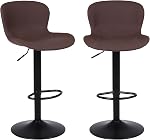 Youhauchair Bar Stools Set of 2, PU Leather Counter Height Barstools with Back, Height Adjustable Swivel Bar Chairs, Modern Armless Kitchen Island Stool, White