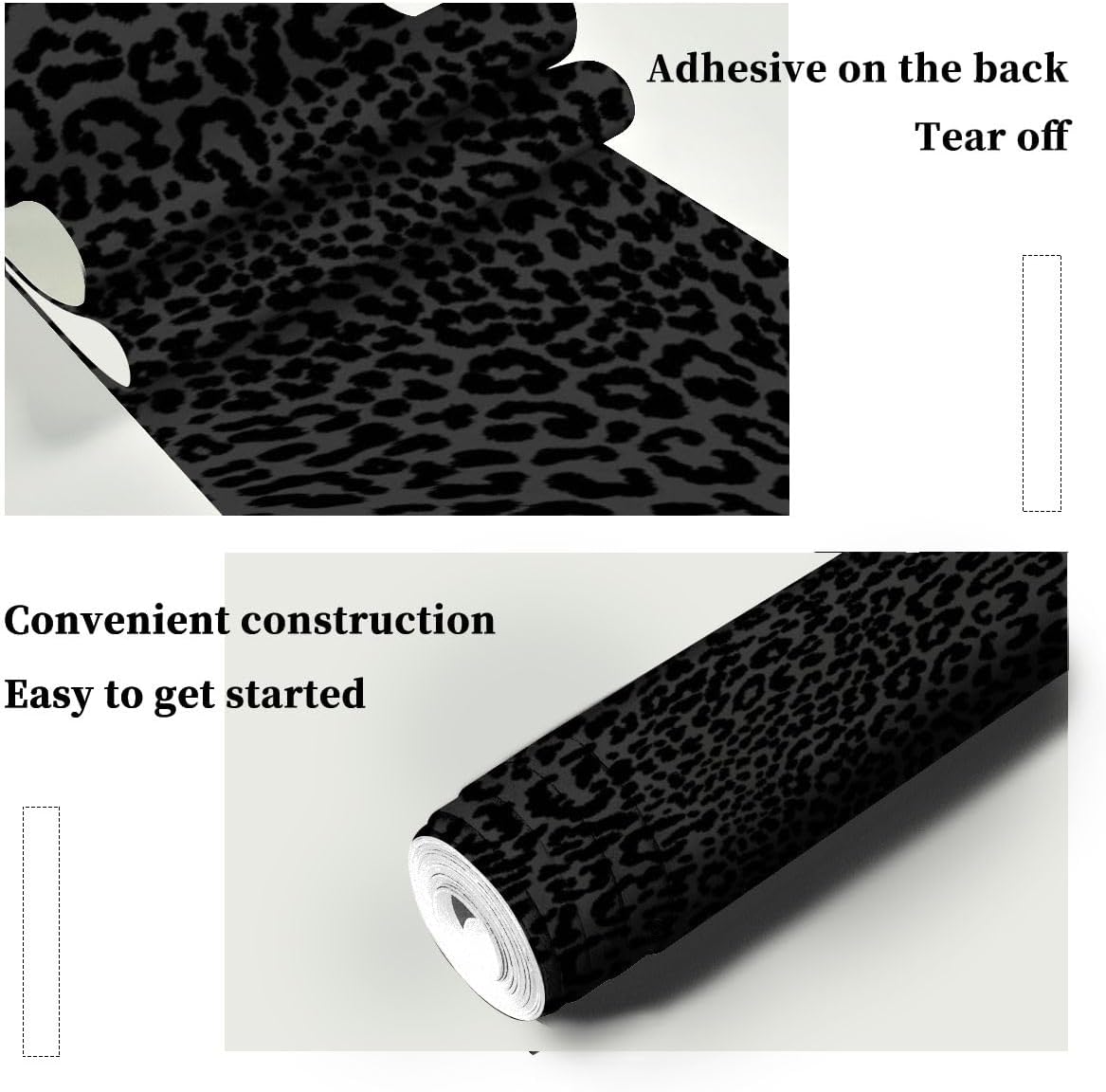 3D Wallpaper Minimalist black style leopard seamless pattern animal print Self Adhesive Bedroom Living Room Dormitory Decor Wall Mural Stick And Peel Background Wall Ceiling Wardrobe Sticker