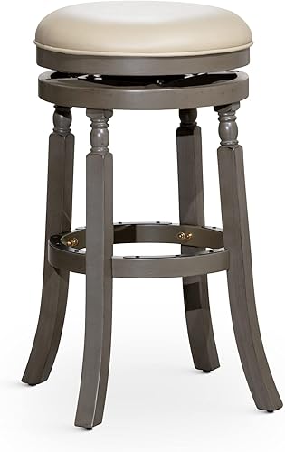 Miniatura 12 de DTY Indoor Living Palmer Lake Taburetes de barra de 30 pulgadas de altura, giratorios sin espalda, acabado blanco con asiento de tela carbón Tela