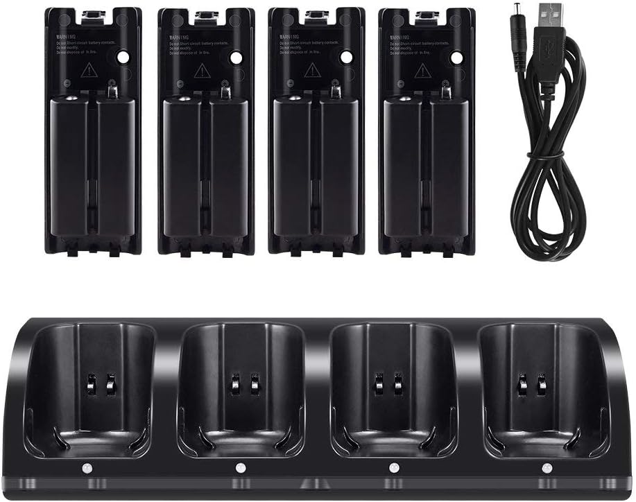 Tuboopy Wii Charging Station with Rechargeable Batteries