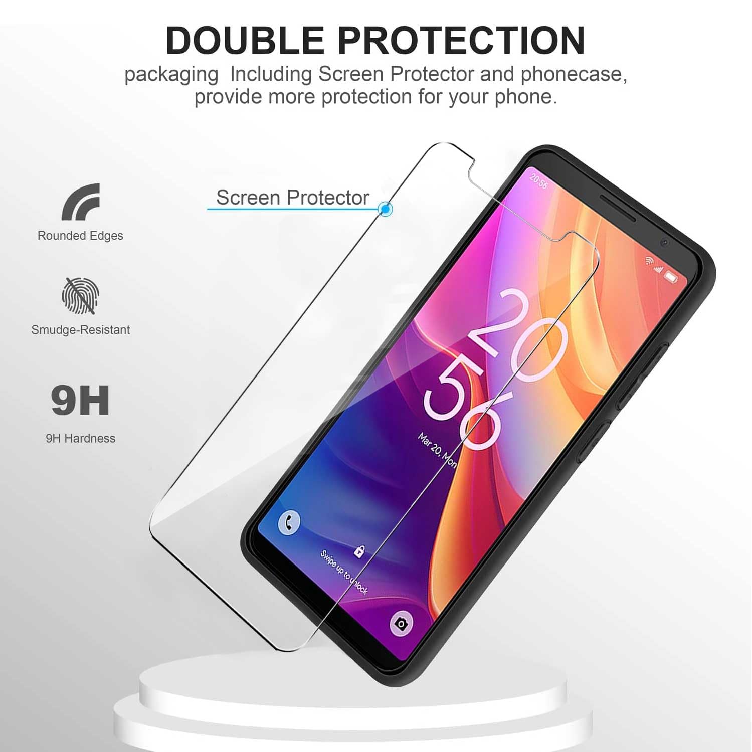 JDXHFF Coque Compatible Avec TCL 40 SE (6.75") Et 2 Pièces Verre Trempé écran Film Protecteur - Noir Souple Silicone Étui Bumper Housse TPU Case Cover Black