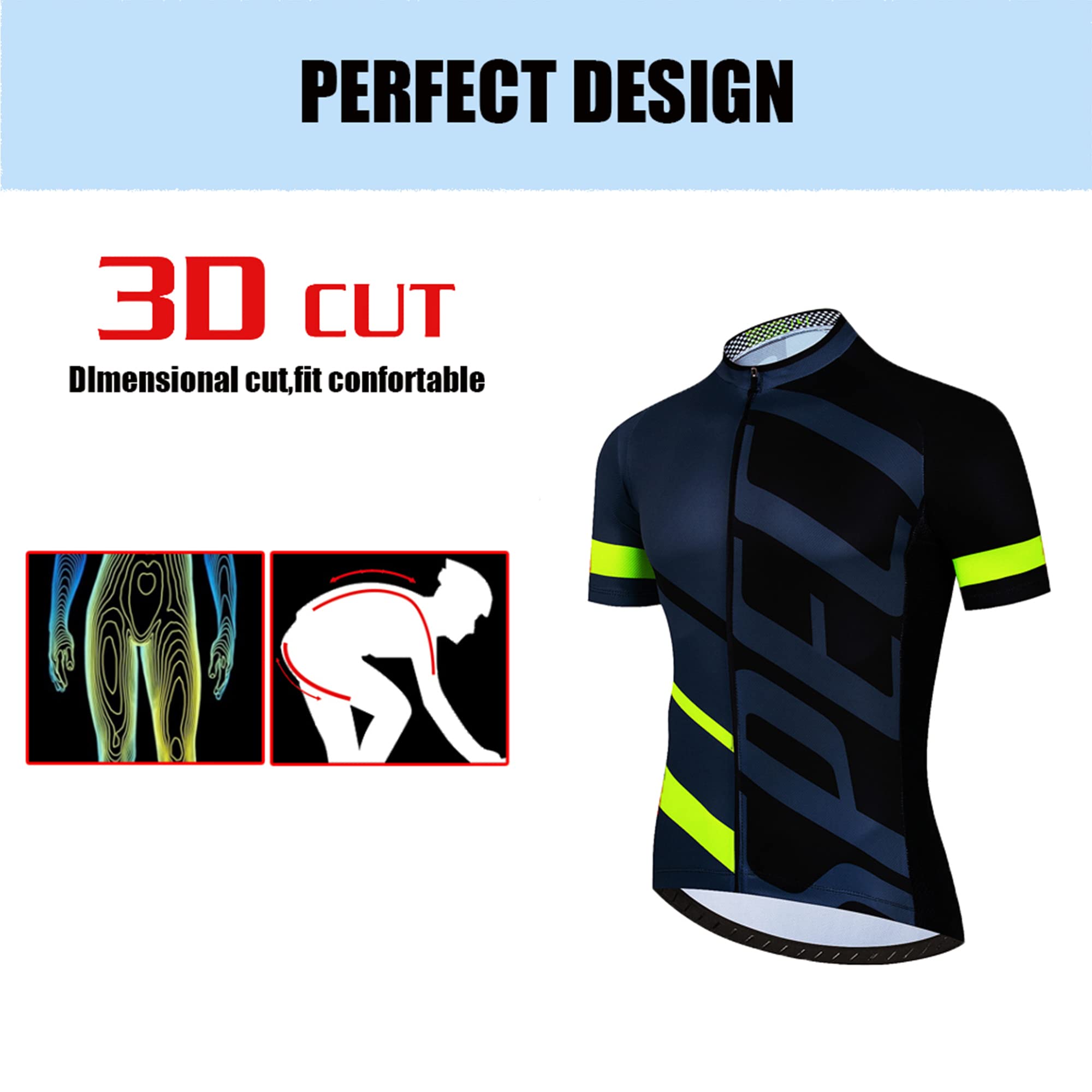 Abbigliamento Ciclismo Uomo Estate Completo Ciclismo Uomo Set Traspirante Sportivo Corta Manica Tuta Estivo + Pantaloncini Ciclismo Uomo con Bretelle