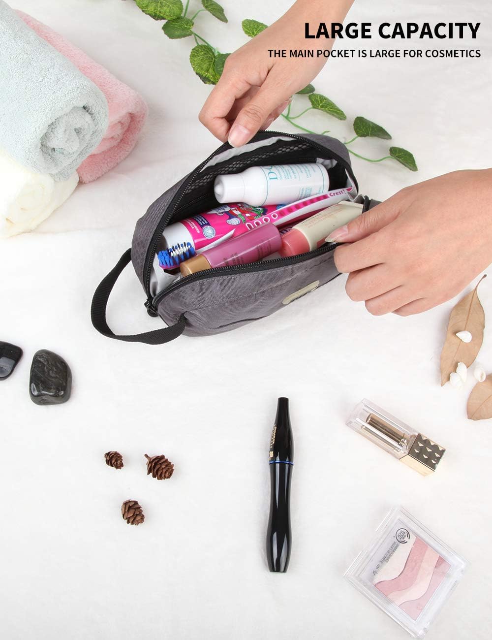 GOX Travel Toiletry Bag for Men Small Toiletry Pouch Orange Dopp Kit Mens Nylon Shave Bag Boys Hanging Toiletry Travel Bag Mini(Grey) - Image 3