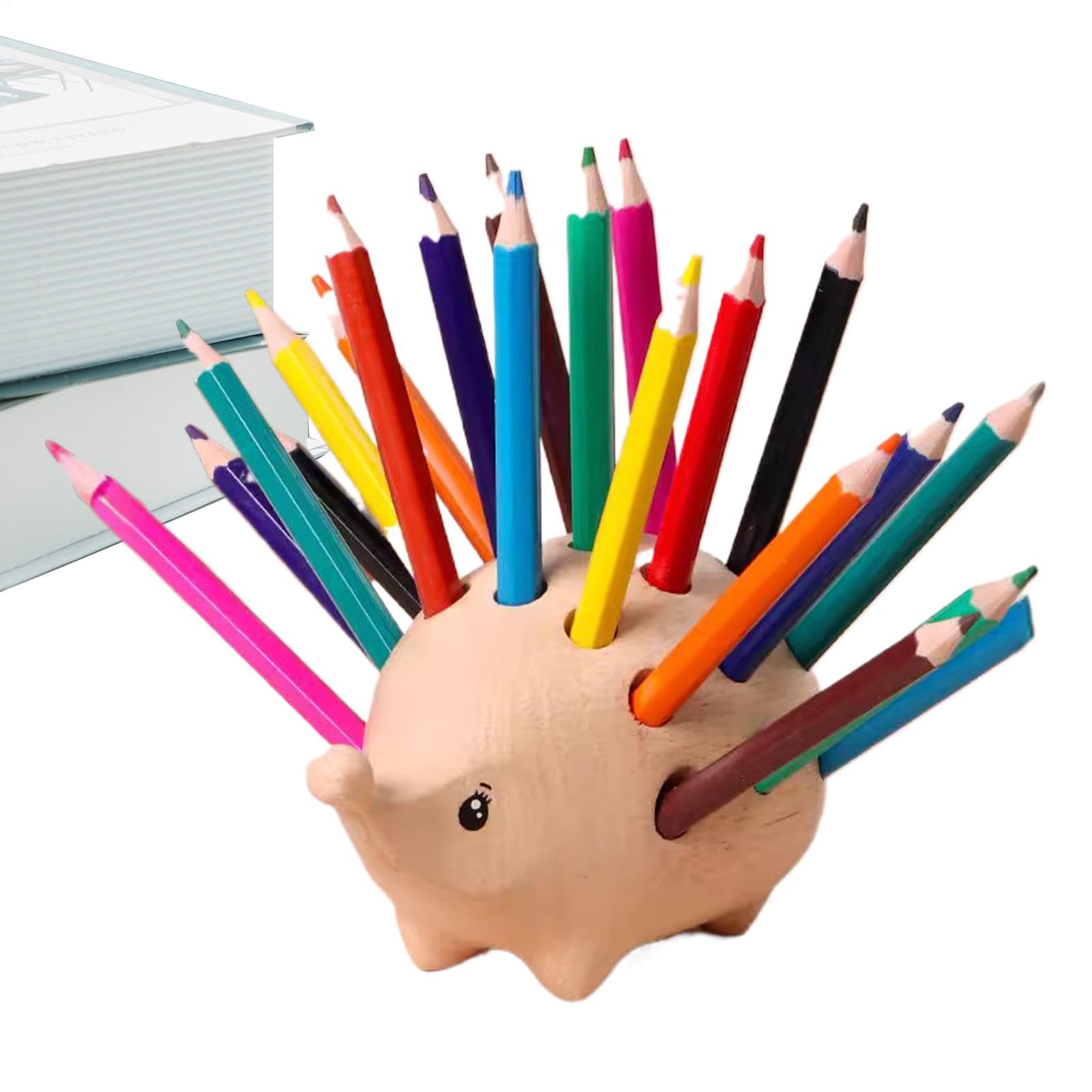 Pot à crayons en forme d'animal mignon organisateur de bureau en bois 12x8 cm