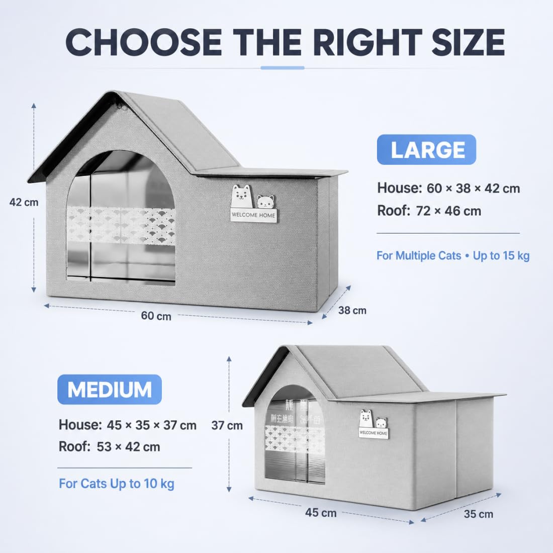 Casa Refrigerante para Mascotas, Casa de Verano Plegable Aislada para Mascotas, Casas para Perros Doble Aislamiento, Sala de Hielo Fácil de Limpiar para Gatos y Perros Pequeños (Large,Gray)